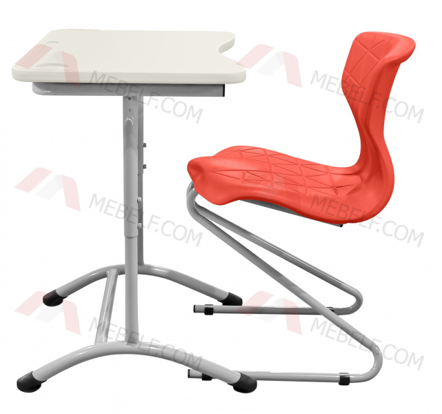 Школьный стол ШСТ11 и стул ШС13, белый и оранжевый