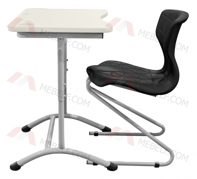 Школьный стол ШСТ11 и стул ШС13, черный и белый
